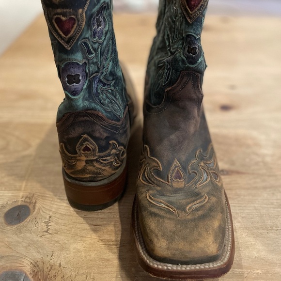 Dan Post Certified Cowgirl Bluebird Wingtip Western Boots Square Toe Size 11 - Picture 6 of 8